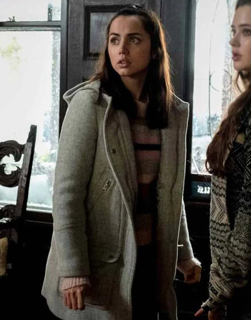 Knives Out Ana de Armas Coat - Marta Cabrera Grey Woolen Coat